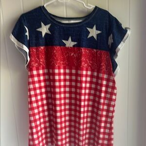 Women's Star and Checkered Blouse 4th of July